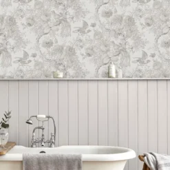 Laura Ashley A Birtle Dove Grey Floral Smooth Wallpaper -Trade Point Sale a birtle dove grey floral smooth wallpaper5011583514094 20i bq