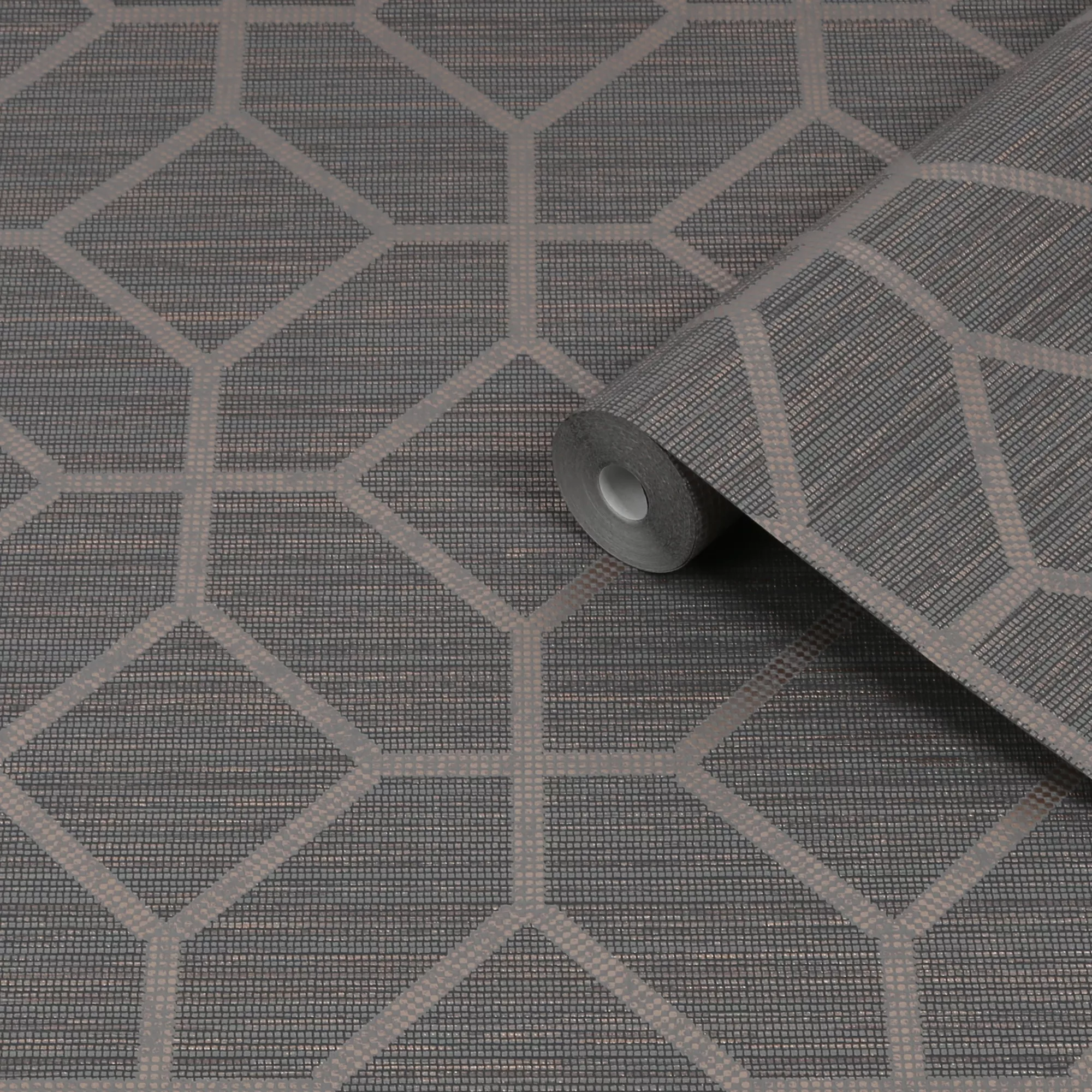 Boutique Asscher Grey Geometric Bronze Effect Textured Wallpaper 3 Boutique Asscher Grey Geometric Bronze Effect Textured Wallpaper