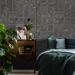 Boutique Black Geometric Metallic Effect Textured Wallpaper 10 Boutique Black Geometric Metallic Effect Textured Wallpaper -Trade Point Sale boutique black geometric metallic effect textured wallpaper5011583515305 21i bq