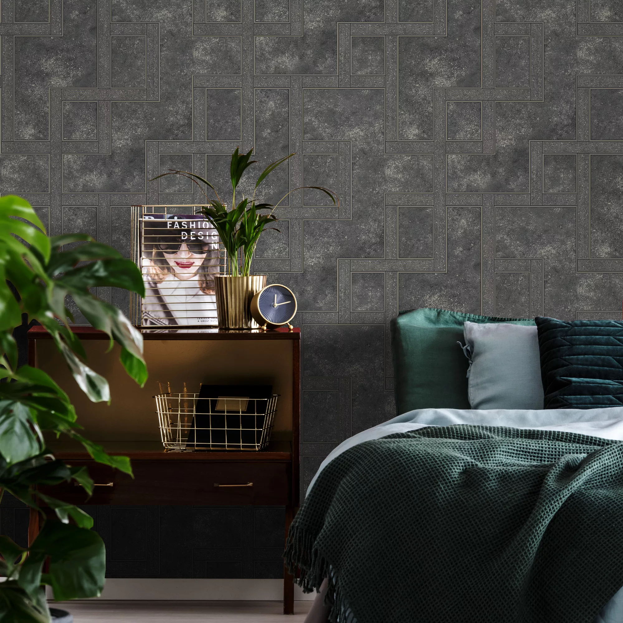 Boutique Black Geometric Metallic Effect Textured Wallpaper 6 Boutique Black Geometric Metallic Effect Textured Wallpaper - Image 4