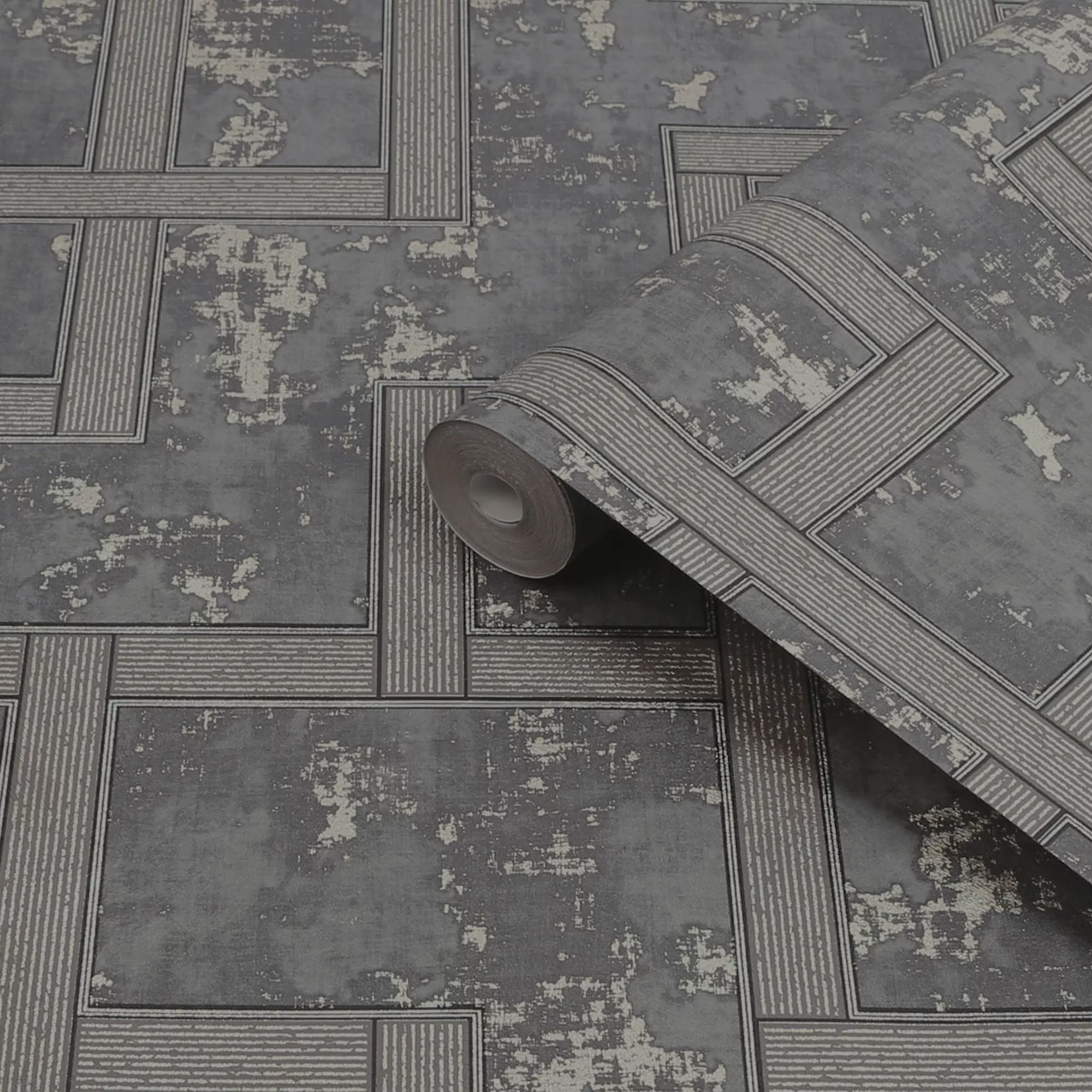 Boutique Black Geometric Metallic Effect Textured Wallpaper 3 Boutique Black Geometric Metallic Effect Textured Wallpaper