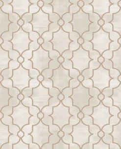 Boutique Carmona Taupe Geometric Metallic Effect Embossed Wallpaper