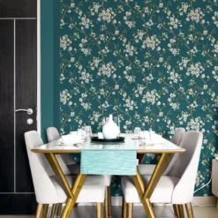 Boutique Eliza Teal Floral Smooth Wallpaper 10 Boutique Eliza Teal Floral Smooth Wallpaper -Trade Point Sale boutique eliza teal floral smooth wallpaper5011583501490 02i bq
