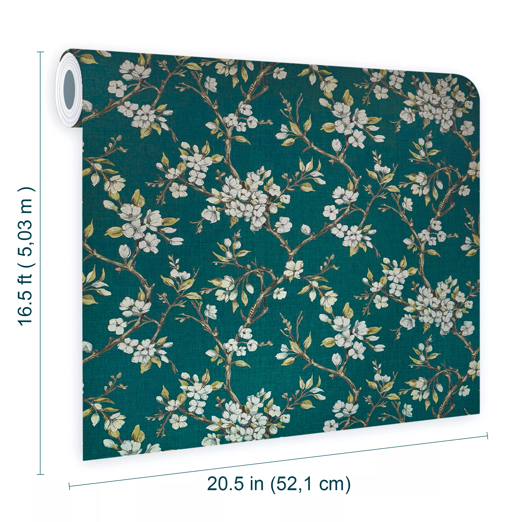 Boutique Eliza Teal Floral Smooth Wallpaper 7 Boutique Eliza Teal Floral Smooth Wallpaper - Image 5
