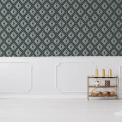 Boutique Fitz Green Geometric Metallic Effect Textured Wallpaper -Trade Point Sale boutique fitz green geometric metallic effect textured wallpaper5011583413854 01i BQ