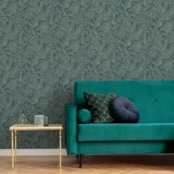 Boutique Green Leaf Metallic Effect Textured Wallpaper -Trade Point Sale boutique green leaf metallic effect textured wallpaper5011583495645 01i bq