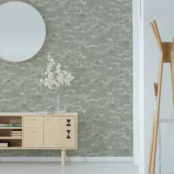 Boutique Green Leaves Metallic Effect Textured Wallpaper -Trade Point Sale boutique green leaves metallic effect textured wallpaper5011583514940 01i bq