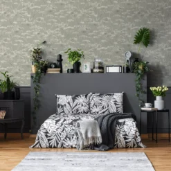 Boutique Green Leaves Metallic Effect Textured Wallpaper -Trade Point Sale boutique green leaves metallic effect textured wallpaper5011583514940 02i bq