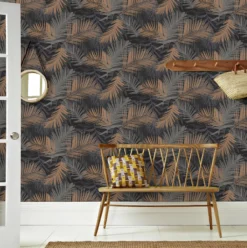 Boutique Jungle Glam Black Leaves Metallic Effect Smooth Wallpaper -Trade Point Sale boutique jungle glam black leaves metallic effect smooth wallpaper5011583355697 01i BQ