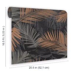 Boutique Jungle Glam Black Leaves Metallic Effect Smooth Wallpaper -Trade Point Sale boutique jungle glam black leaves metallic effect smooth wallpaper5011583355697 01t BQ