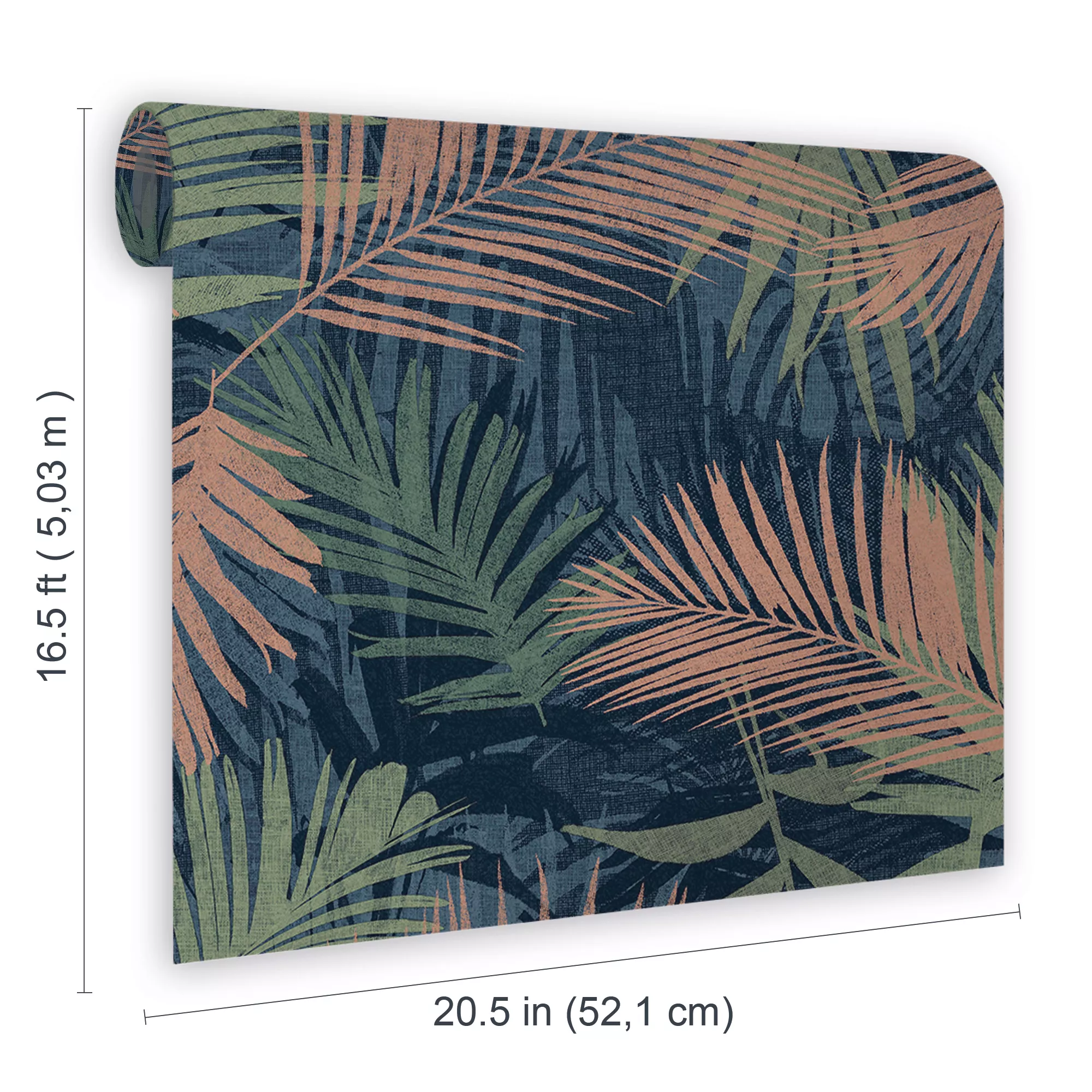 Boutique Jungle Glam Blue, Copper & Green Leaves Smooth Wallpaper 8 Boutique Jungle Glam Blue, Copper & Green Leaves Smooth Wallpaper - Image 6