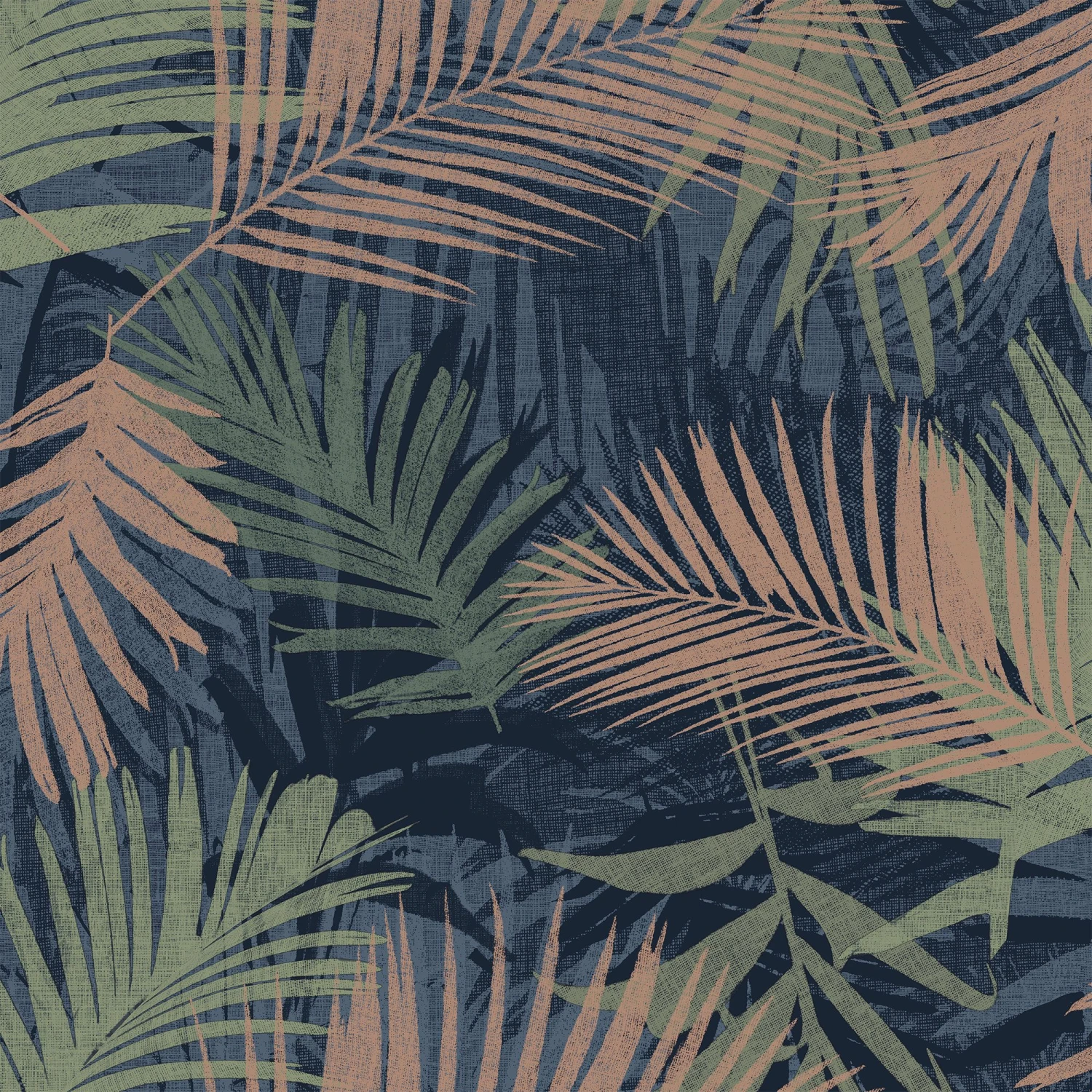 Boutique Jungle Glam Blue, Copper & Green Leaves Smooth Wallpaper 3 Boutique Jungle Glam Blue, Copper & Green Leaves Smooth Wallpaper