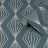 Boutique Marquise Emerald Geometric Gold Effect Textured Wallpaper
