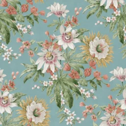 Boutique Martha Duck Egg Floral Smooth Wallpaper