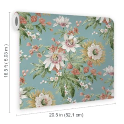 Boutique Martha Duck Egg Floral Smooth Wallpaper -Trade Point Sale boutique martha duck egg floral smooth wallpaper5011583501551 02t bq