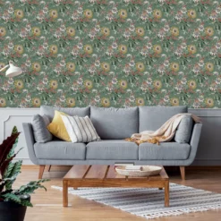 Boutique Martha Green Floral Smooth Wallpaper -Trade Point Sale boutique martha green floral smooth wallpaper5011583501582 01i bq