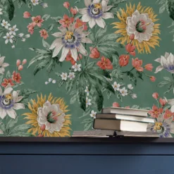 Boutique Martha Green Floral Smooth Wallpaper -Trade Point Sale boutique martha green floral smooth wallpaper5011583501582 02i bq