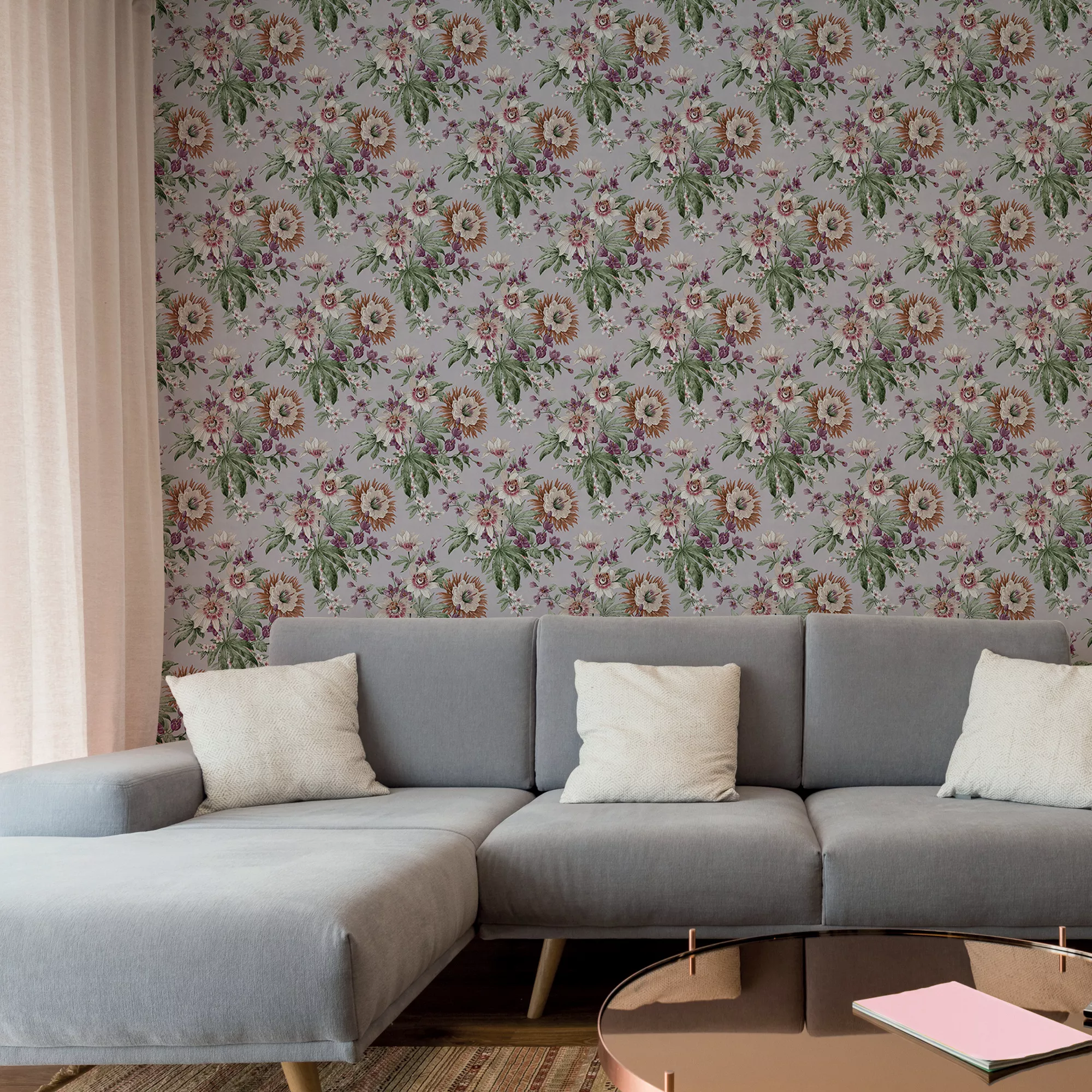 Boutique Martha Mauve Floral Smooth Wallpaper 5 Boutique Martha Mauve Floral Smooth Wallpaper - Image 3