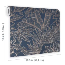 Boutique Paradise Blue Leaves Smooth Wallpaper -Trade Point Sale boutique paradise blue leaves smooth wallpaper5011583495553 02t bq