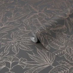 Boutique Paradise Brown Leaves Smooth Wallpaper