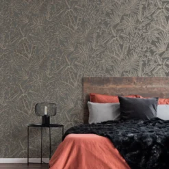 Boutique Paradise Brown Leaves Smooth Wallpaper -Trade Point Sale boutique paradise brown leaves smooth wallpaper5011583495614 01i bq