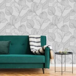 Boutique Royal Palm Grey Leaf Silver Effect Textured Wallpaper -Trade Point Sale boutique royal palm grey leaf silver effect textured wallpaper5011583444919 01i bq