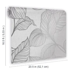 Boutique Royal Palm Grey Leaf Silver Effect Textured Wallpaper -Trade Point Sale boutique royal palm grey leaf silver effect textured wallpaper5011583444919 01t bq