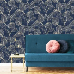 Boutique Royal Palm Sapphire Leaf Gold Effect Textured Wallpaper -Trade Point Sale boutique royal palm sapphire leaf gold effect textured wallpaper5011583444971 02i bq