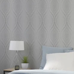 Celosi Grey Damask Metallic Effect Textured Wallpaper -Trade Point Sale celosi grey damask metallic effect textured wallpaper3663602560074 03i
