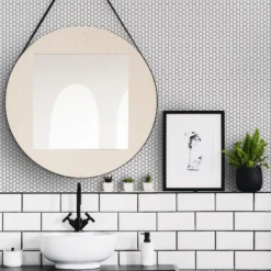 Contour Black & White Hexagon Lattice Tile Effect Textured Wallpaper -Trade Point Sale contour black white hexagon lattice tile effect textured wallpaper5011583458220 01i bq