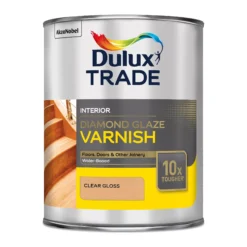 Dulux Trade Diamond Clear Gloss Floor Wood Varnish, 1L -Trade Point Sale dulux trade diamond clear gloss floor wood varnish 1l5010212475768 08c bq