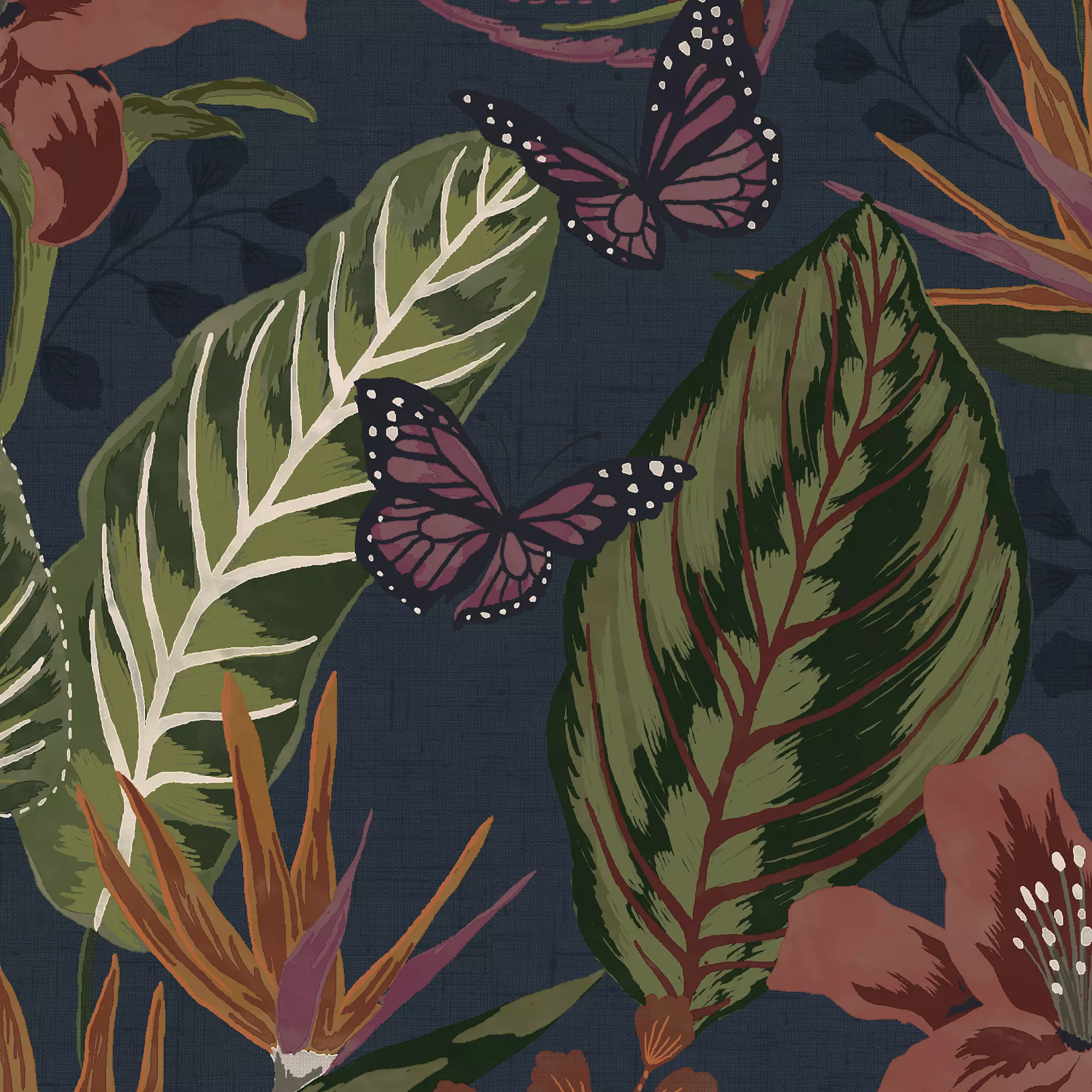 Envy Eden Dark Navy Floral Smooth Wallpaper 4 Envy Eden Dark Navy Floral Smooth Wallpaper - Image 2