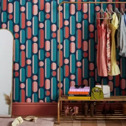 Envy Morse Coral & Navy Geometric Smooth Wallpaper -Trade Point Sale envy morse coral navy geometric smooth wallpaper5011583528053 20i