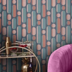 Envy Morse Coral & Navy Geometric Smooth Wallpaper -Trade Point Sale envy morse coral navy geometric smooth wallpaper5011583528053 21i