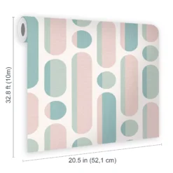 Envy Morse Rose & Sage Geometric Smooth Wallpaper -Trade Point Sale envy morse rose sage geometric smooth wallpaper5011583531329 02t