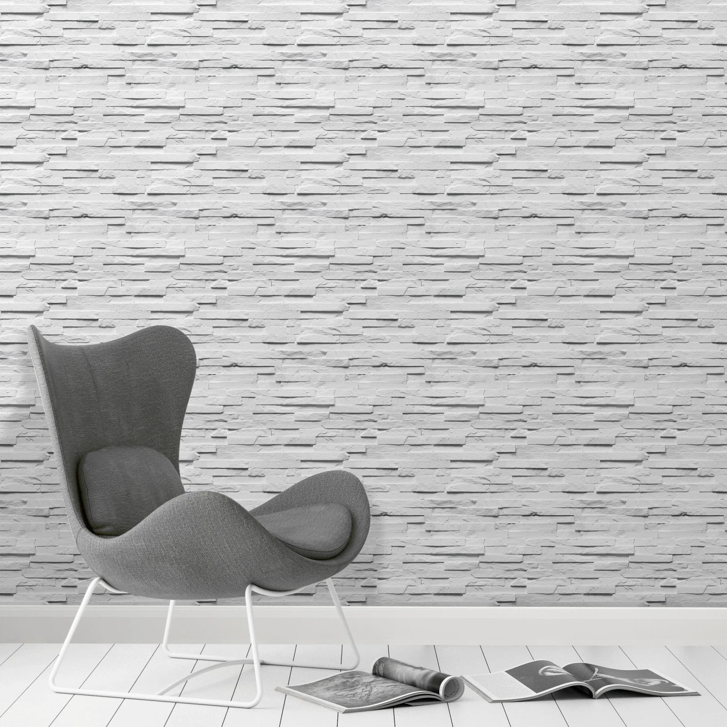 Fine Décor Ledgestone White Stone Effect Smooth Wallpaper 5 Fine Décor Ledgestone White Stone Effect Smooth Wallpaper - Image 3