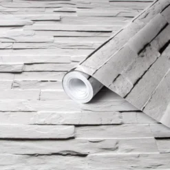 Fine Décor Ledgestone White Stone Effect Smooth Wallpaper