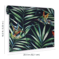 Fresco Green & Navy Hummingbird Smooth Wallpaper -Trade Point Sale fresco green navy hummingbird smooth wallpaper5011583391602 01t BQ