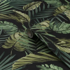 Fresco Green Palm Leaves Smooth Wallpaper