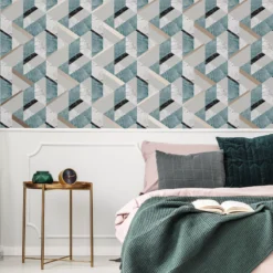 Fresco Marblesque Charcoal, Jade & White Geometric Rose Gold Effect Smooth Wallpaper -Trade Point Sale fresco marblesque charcoal jade white geometric rose gold effect smooth wallpaper5011583412420 02i BQ