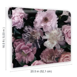 Fresco Pandora Drama Black & Pink Floral Smooth Wallpaper -Trade Point Sale fresco pandora drama black pink floral smooth wallpaper5011583418668 01t BQ