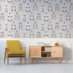 Fresco Retro Grey & Navy Floral Smooth Wallpaper 11 Fresco Retro Grey & Navy Floral Smooth Wallpaper -Trade Point Sale fresco retro grey navy floral smooth wallpaper5011583418422 01i BQ