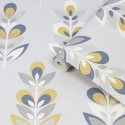 Fresco Retro Grey & Navy Floral Smooth Wallpaper 9 Fresco Retro Grey & Navy Floral Smooth Wallpaper -Trade Point Sale fresco retro grey navy floral smooth wallpaper5011583418422 36c BQ