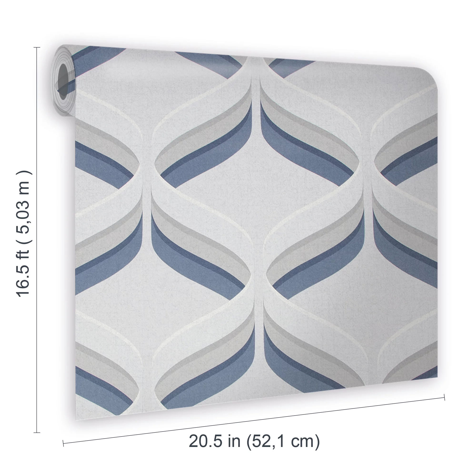 Fresco Retro Ogee Grey & Navy Smooth Wallpaper 8 Fresco Retro Ogee Grey & Navy Smooth Wallpaper - Image 6