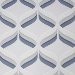 Fresco Retro Ogee Grey & Navy Smooth Wallpaper