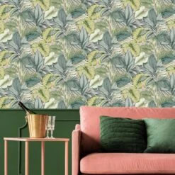 Fresco Tropicana Green Leaves Smooth Wallpaper -Trade Point Sale fresco tropicana green leaves smooth wallpaper5011583412451 01i BQ