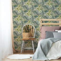 Fresco Tropicana Green Leaves Smooth Wallpaper -Trade Point Sale fresco tropicana green leaves smooth wallpaper5011583412451 02i BQ