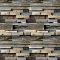 Gold Faux Wall Wood Effect Embossed Wallpaper