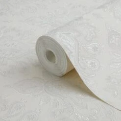 GoodHome Abeli White Russian Damask Metallic Effect Textured Wallpaper -Trade Point Sale goodhome abeli white russian damask metallic effect textured wallpaper3663602559924 36c bq