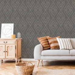 GoodHome Andal Grey Geometric Metallic Effect Textured Wallpaper -Trade Point Sale goodhome andal grey geometric metallic effect textured wallpaper5059340408569 20i